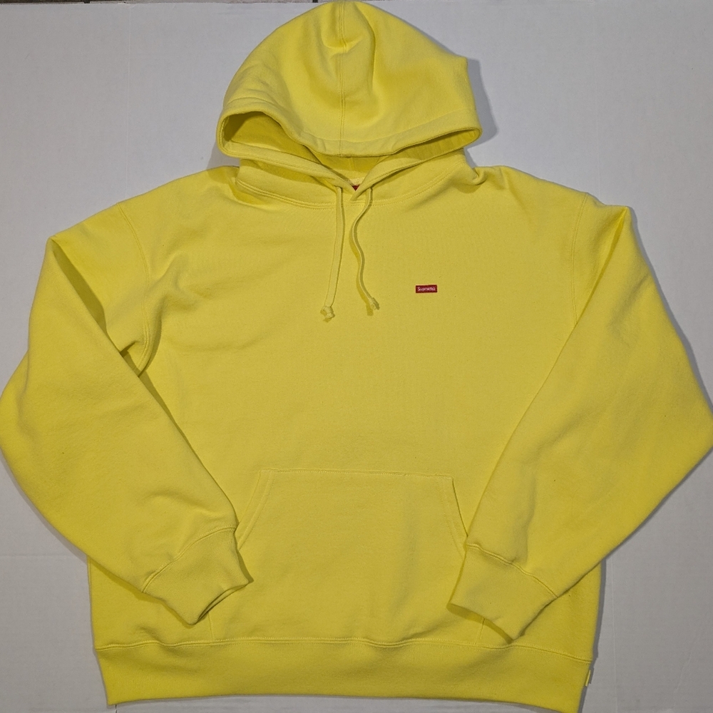 Supreme Small Box Hooded Sweatshirt Lemon Retail $148 Large Hoodie - Picture 2 of 9